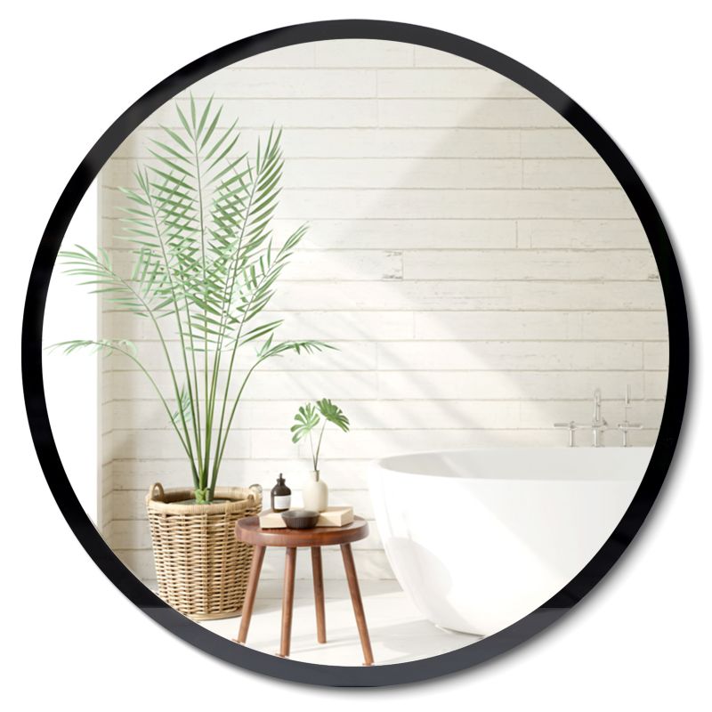 Lustro Okrągłe ArtPrintCave 50 cm Nowoczesne Łazienkowe z Dekoracyjną Czarną Obwódką 1 szt.
