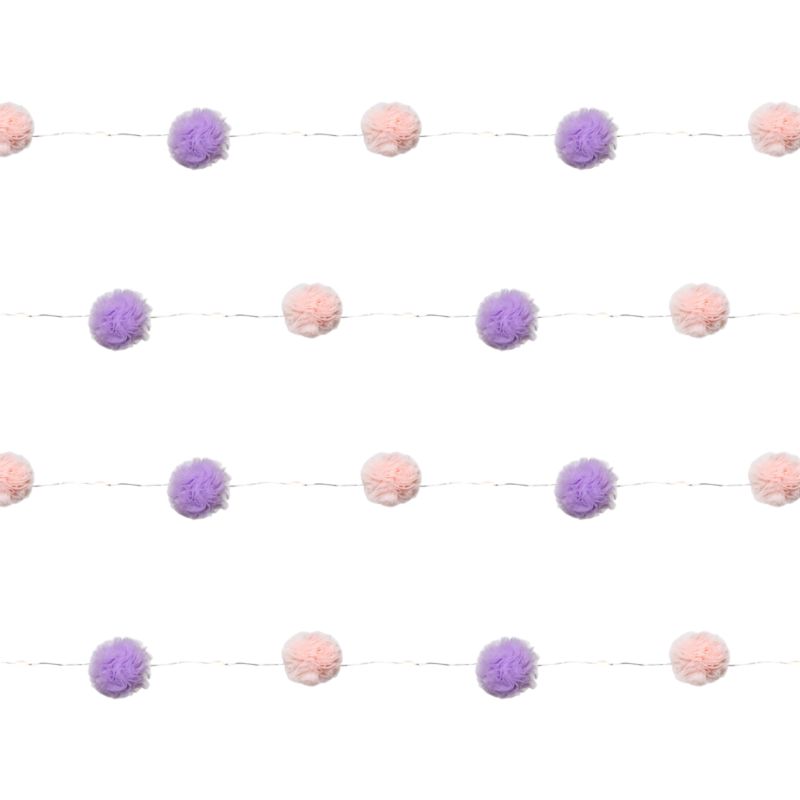 Lampki 15 LED pomponów fioletowo-różowych