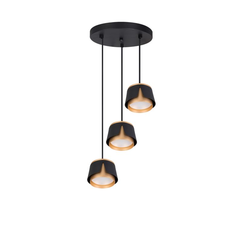 Lampa wisząca XUDO 3-punktowa GX53 1m Czarno-Złota Okrągła 1 szt.