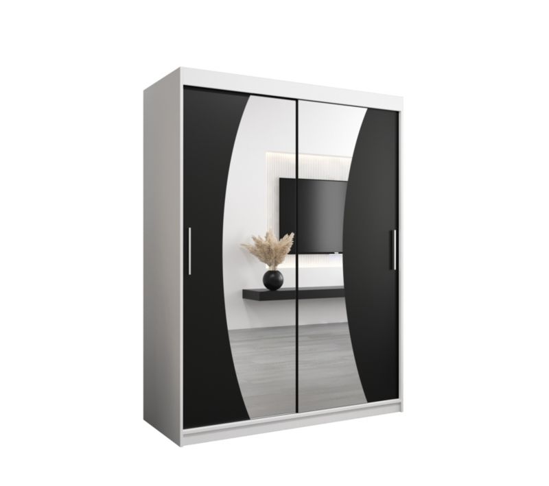 Szafa przesuwna Garderoba Abiks WAVE 150 biały mat + czarny mat 1 szt.