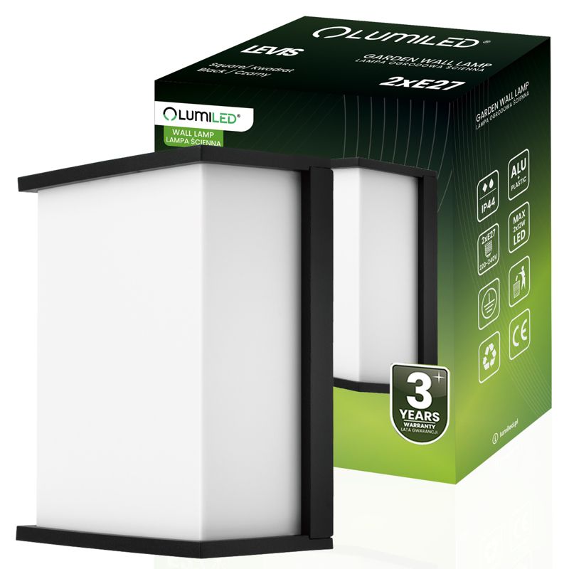 Lampa Ogrodowa Lumiled Zewnętrzna Ścienna Kinkiet Elewacyjny 2x E27 Prostokątny 1 szt.