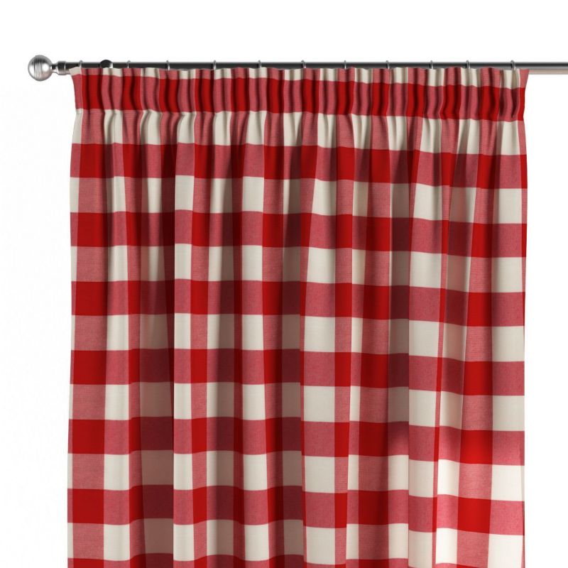 Zasłona na taśmie marszczącej 1 szt. 130 x 245 cm Dekoria czerwono-biała krata (5,5x5,5cm) 1 szt.