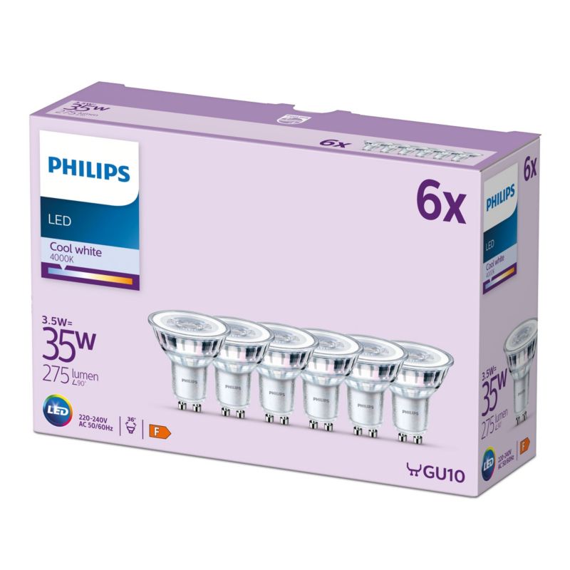 Żarówka LED Philips GU10 PAR16 3.5W 275lm 4000K 36st 6 szt.