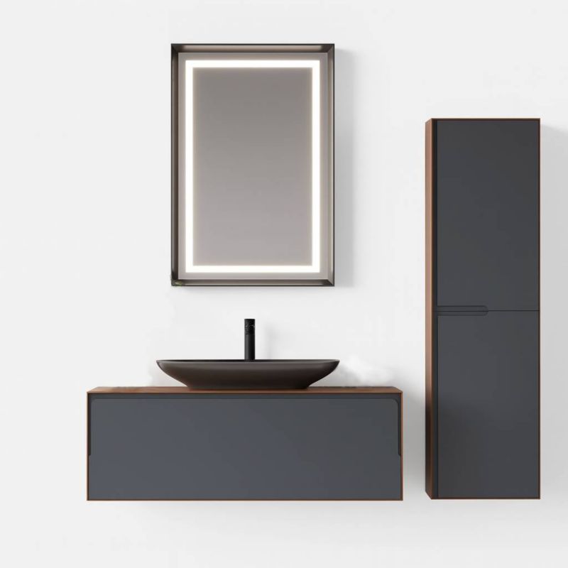 Zestaw mebli łazienkowych ORKA szafka 100 cm lustro umywalka słupek Craft Antracyt 1szt