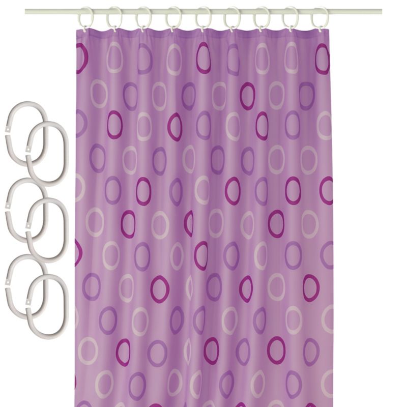 Zasłona prysznicowa Estiva tekstylna 150x200 wzór koła fiolet 1 szt.