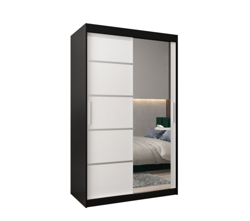 Szafa przesuwna Garderoba Abiks Verona 2 120 czarny + biały 1 szt.