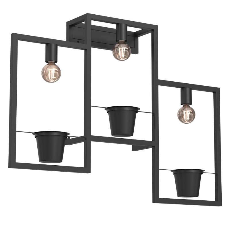 Kinkiet ścienny Luminex Flores czarny mat 3 x E27 x 15W IP20 wym: 76 x 98 x 16 cm - 1 szt.