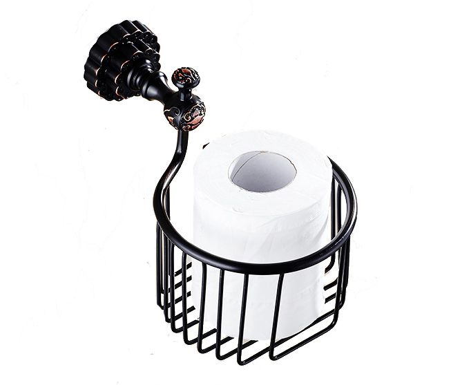 Koszyk na papier toaletowy Lauferi CECEA czarny mosiężny retro 1 szt.