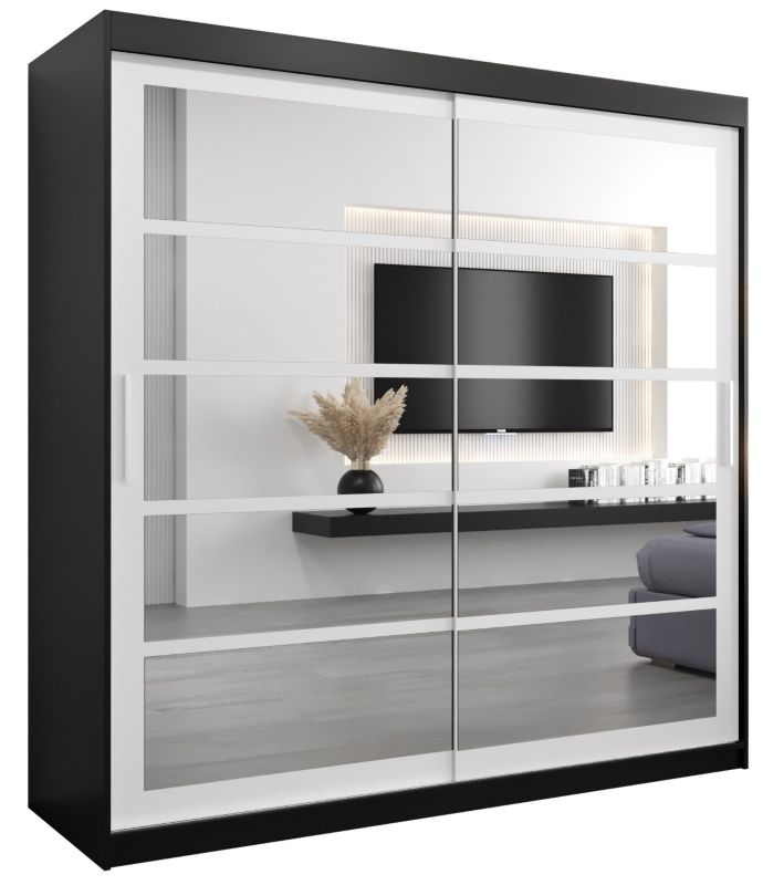 Szafa przesuwna Abiks ROMA 2 200 czarny mat + biały mat 1 szt.