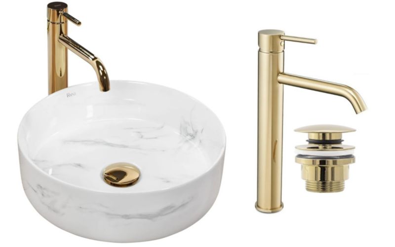 Umywalka nablatowa GTM Design Sami M9 Biała z baterią w zestawie 1 szt.