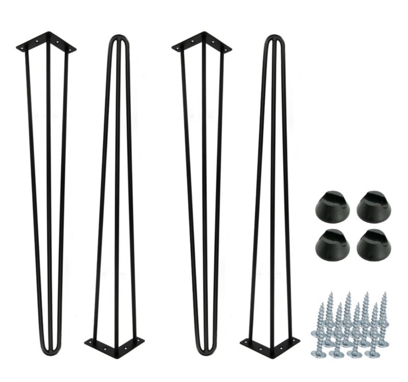Zestaw nóg Hairpin legs Loft 4 sztuki czarny mat wysokość 71 cm ze stopkami plastikowymi 4 szt