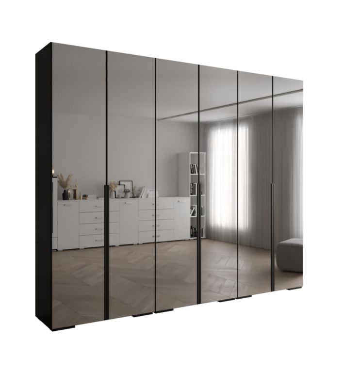 Szafa uchylna Abiks INOVA lustro wz.1 szer.300cm (czarny/czarny)