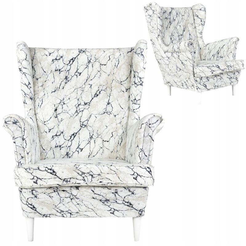 Fotel uszak do salonu Family Meble Ari Print marmur 1szt