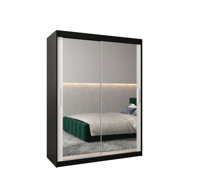 Szafa przesuwna Garderoba Abiks Tokyo 3 150 czarny + biały 1 szt.