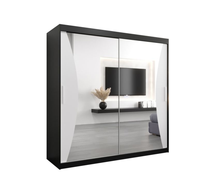 Szafa przesuwna Garderoba Abiks MONACO 200 czarny mat + biały mat 1 szt.