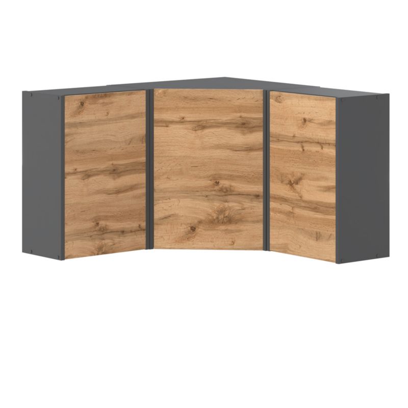 Szafka Kuchenna Hurtownia-Mebli Stojąca Narożna Bella górna narożna 90 90cm Szary Mat Dąb Wotan 90x30x100 cm 1szt.