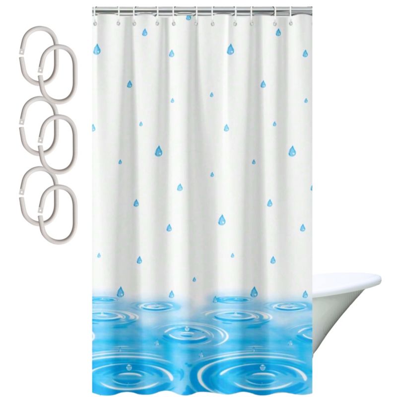 Zasłona prysznicowa Estiva tekstylna 150x200 wzór krople niebieskie 1 szt.