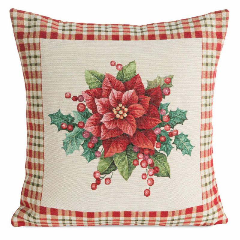 Poszewka 1273 Eurofirany Dekoracyjna na poduszkę 45x45 cm Kremowa Krata 1 szt.