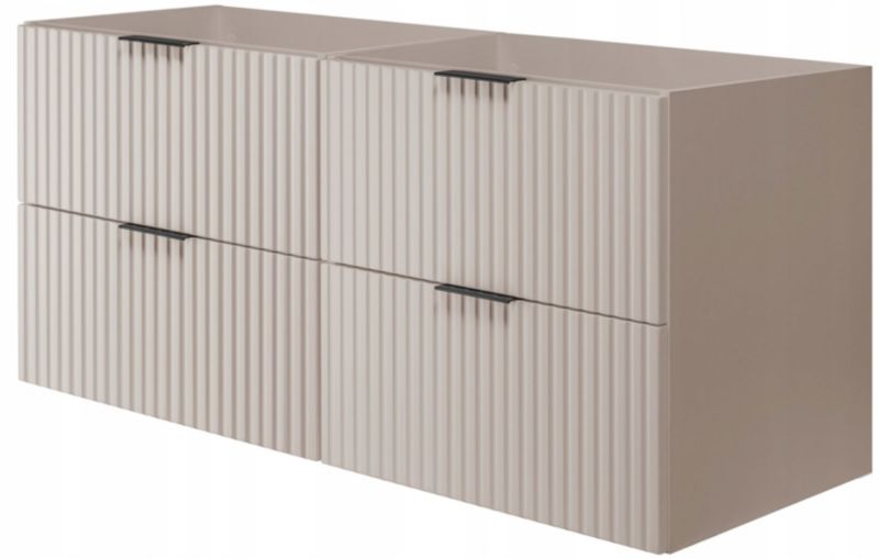 Szafka łazienkowa Furnidea 120 cm wisząca ryflowana 4 szuflady kaszmir mat Flow 1 szt.