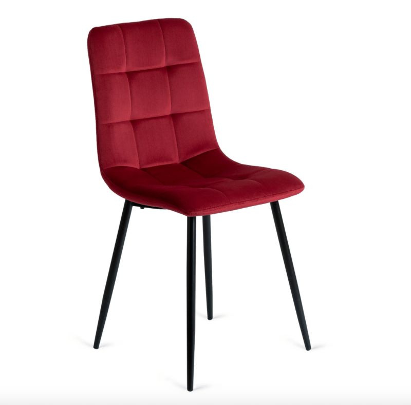 Krzesło Tapicerowane PERU Bordowe Mebel Elite Welurowe Pikowane Loft 1 szt