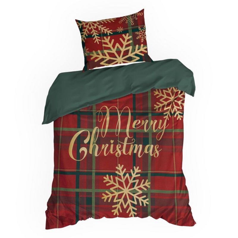 Pościel Świąteczna ESTRELLA Eurofirany Bawełniana Czerwona Krata 140X200 Cm Kpl.