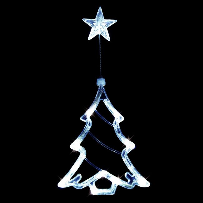 Choinka na okno LED Bulinex na baterie biały 11 lampek