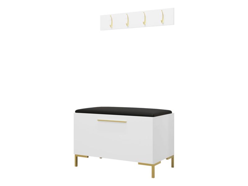 Garderoba MIRJAN 24 Zilion VIII biały + czarna ekoskóra 1 kpl.