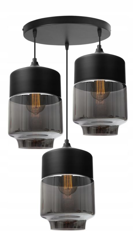 Lampa sufitowa wisząca Light Home LH Oslo 3x E27 60W czarny/szary 1szt.