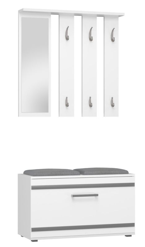 Garderoba Topeshop OPAL Biała Szafka Na Buty + Wieszak 35x85x180 cm 1 szt.