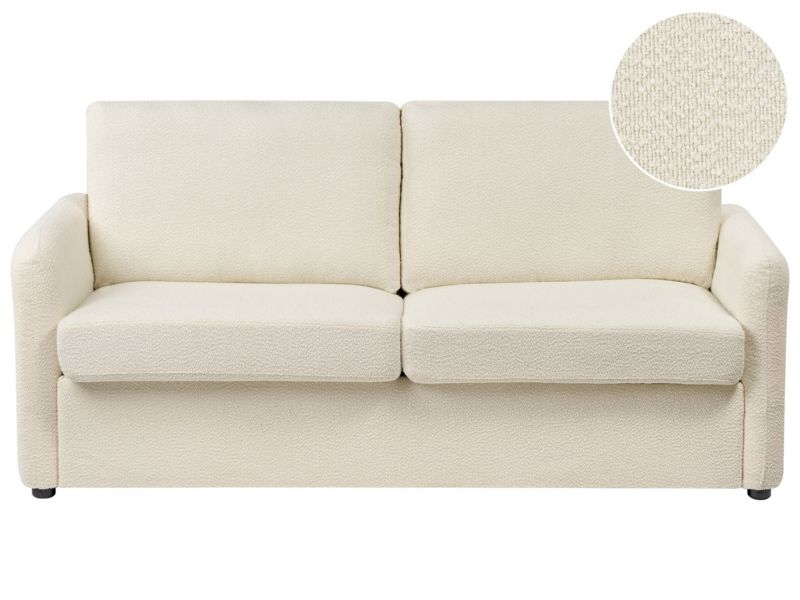 Sofa rozkładana Bennas Jasnobeżowy Boucle 1 szt.