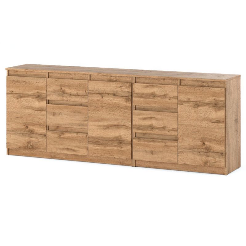 Komoda Hurtownia-Mebli Szuflady 6 Best Agnes 200cm Dąb Wotan Dąb Wotan 200x35x75 cm 1szt.