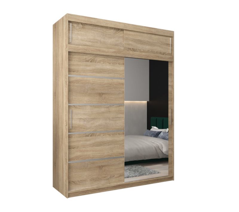 Szafa przesuwna Abiks Verona 2 180 sonoma + sonoma z nadstawką 1 szt.