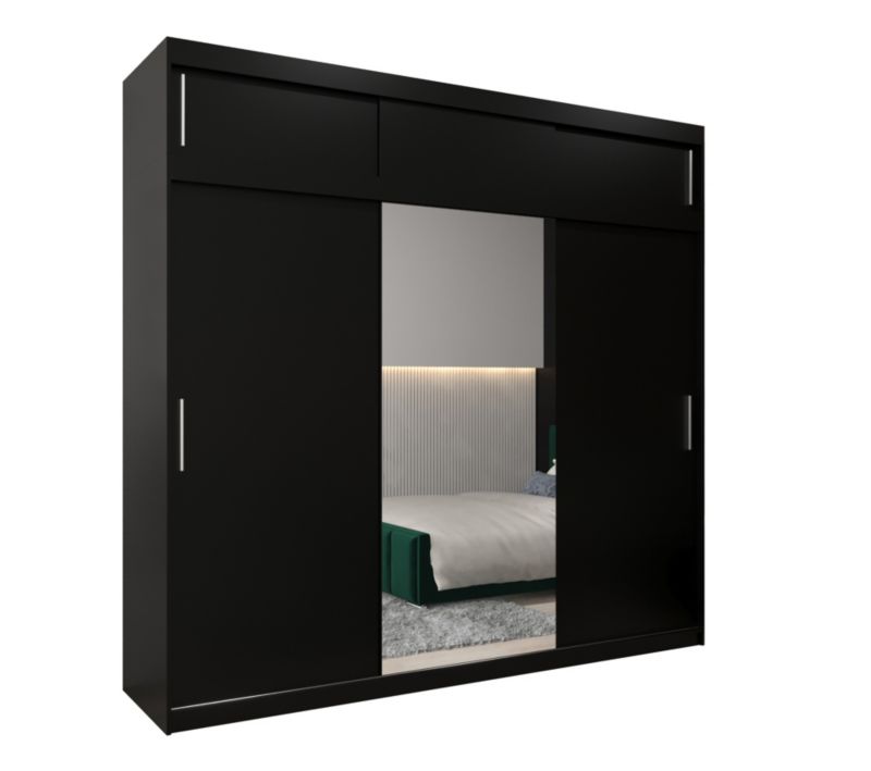 Szafa przesuwna Garderoba Abiks Tokyo 1 250 czarny + czarny z nadstawką 1 szt.