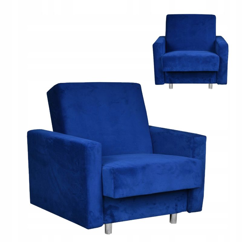 Fotel do salonu rozkładany z pojemnikiem Family Meble Alicja niebieski 1szt