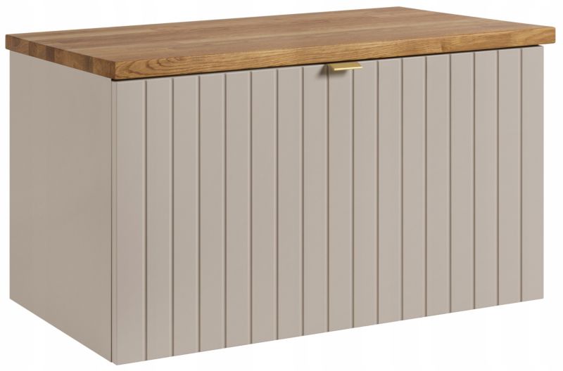Szafka pod umywalkę Furnidea 80 cm kaszmir lakierowana z blatem dębowym Harmo 1 szt.