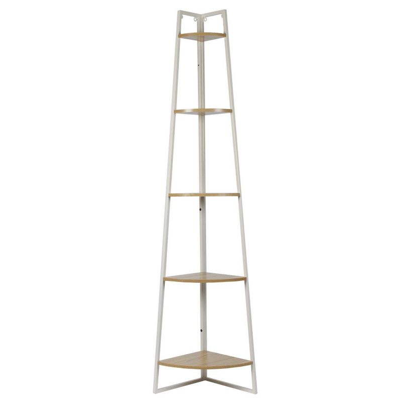 Regał narożny na książki Corner 180 cm biały loftowy z 5 półkami INTESI metal/drewno 1 szt.