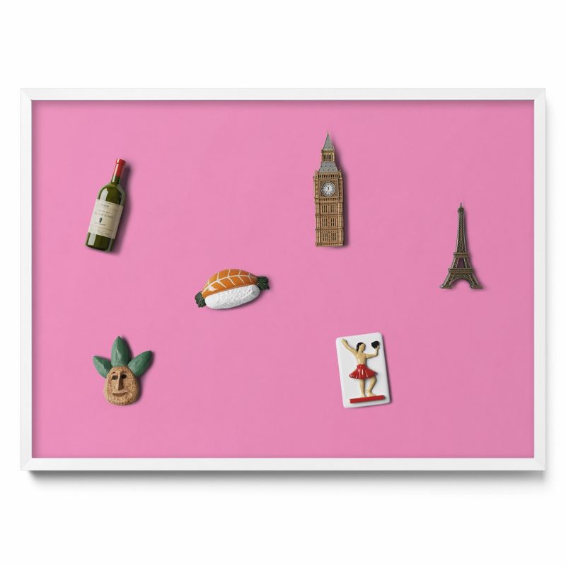 Tablica na notatki Tulup 70x50 cm Kolor różowy w białej ramie 1 szt.