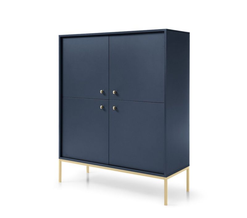 Komoda czterodrzwiowa Bettso Molly 104 cm na złotym stelażu granatowy 1szt.