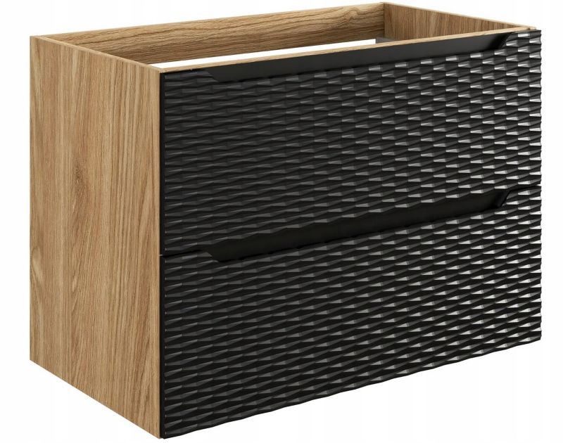 Szafka łazienkowa Furnidea 80 cm wisząca 2 szuflady czarna front 3D Ocean 1 szt.