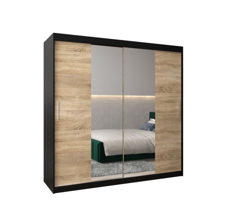 Szafa przesuwna Garderoba Abiks Tokyo 1 200 czarny + sonoma 1 szt.