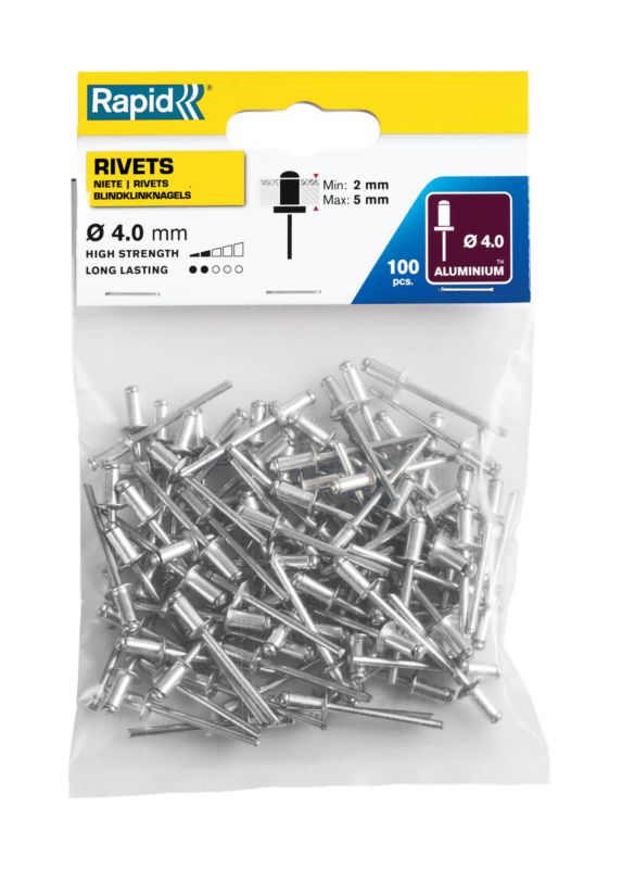 Nity aluminiowe standardowe Rapid śr. 4 x 8 mm 100 szt.