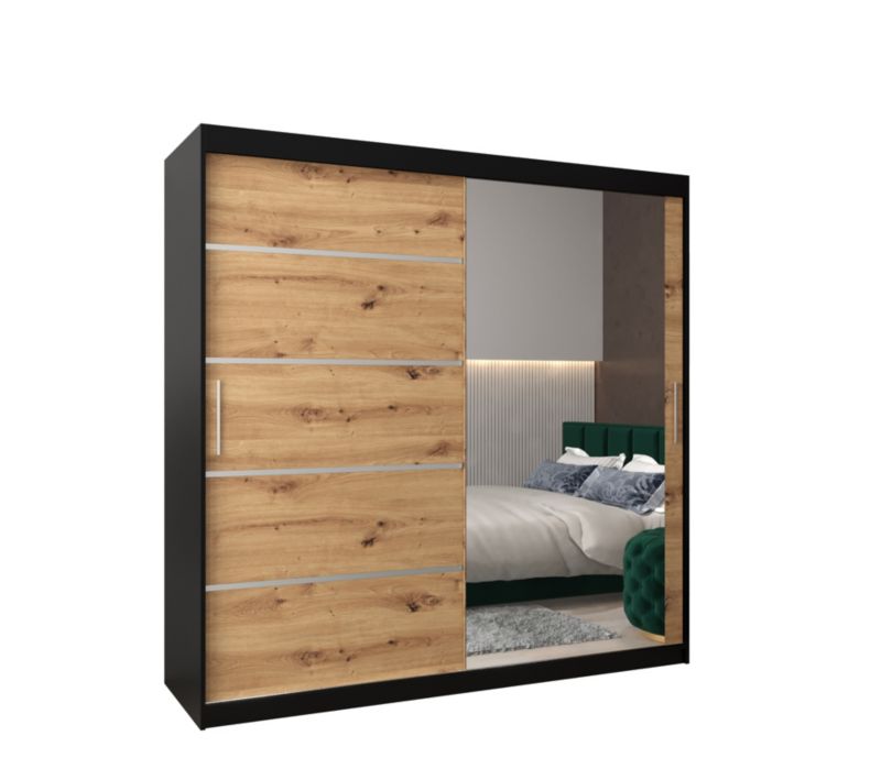 Szafa przesuwna Garderoba Abiks Verona 2 200 czarny + artisan 1 szt.