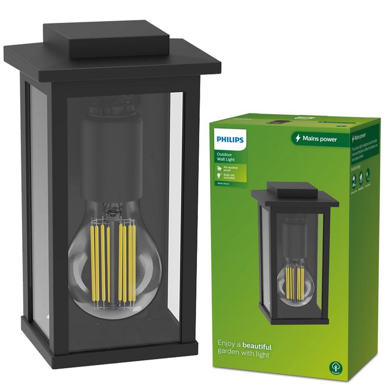 Kinkiet zewnętrzny Philips elewacyjny Mirth E27 IP44 czarny 1 szt.