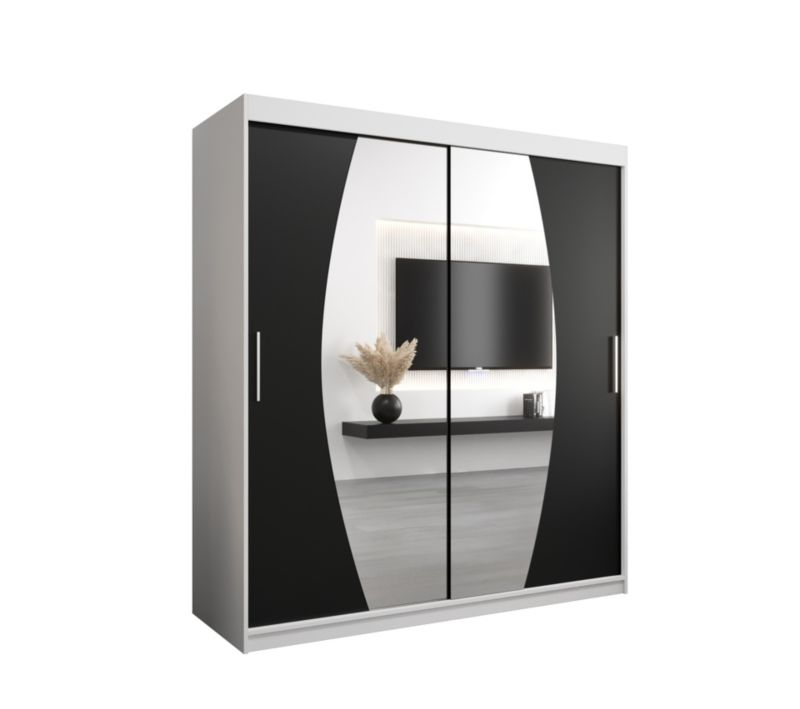 Szafa przesuwna Garderoba Abiks ELYPSE 180 biały mat + czarny mat 1 szt.