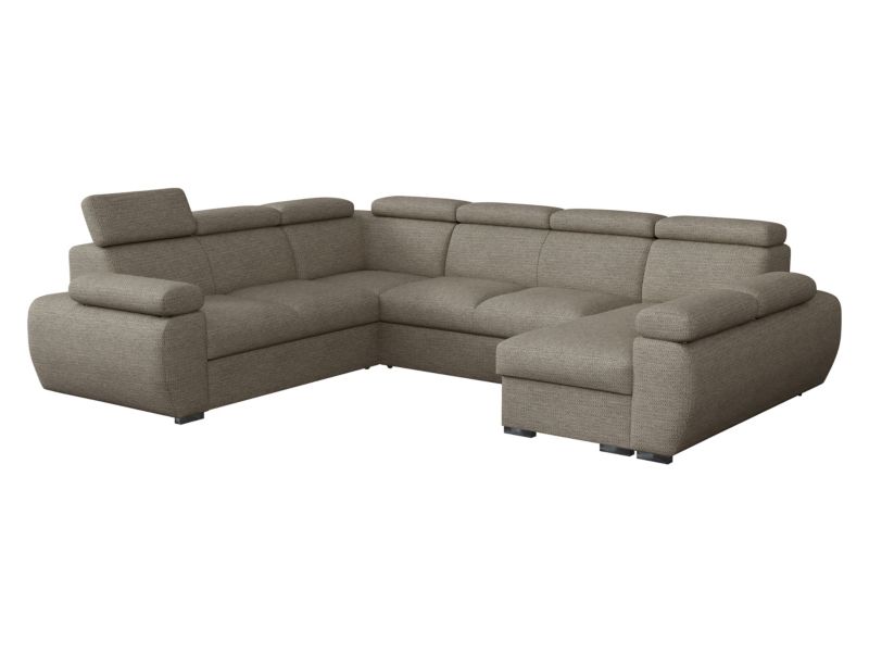 Narożnik z funkcją spania MIRJAN 24 Boston U prawy 2R+R+2P+LC szarobeżowa plecionka 1 szt.