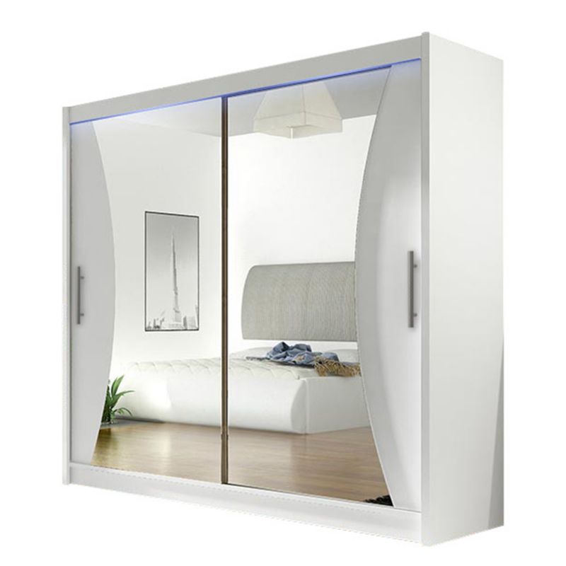 Szafa MIRJAN 24 z drzwiami przesuwnymi London V z oświetleniem RGB biały/lustro 1 szt.