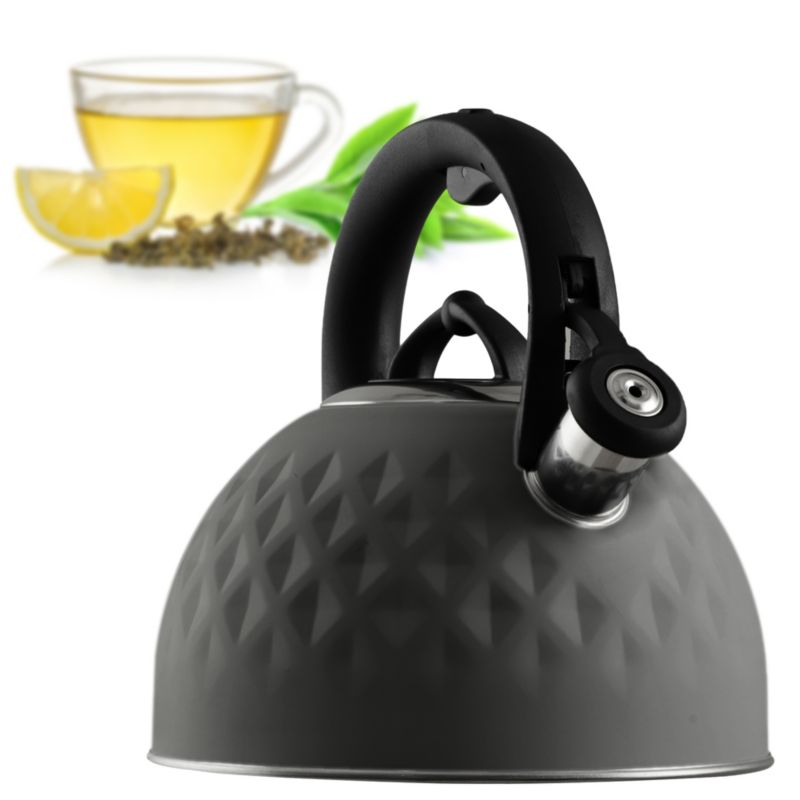 Czajnik KADAX Stalowy 2,5L indukcja Gaz Gwizdek Z Uchwytem Tradycyjny Szary 1szt.