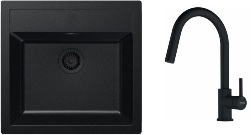 Zlewozmywak z baterią Franke Sirius SID 1-komorowy czarny mat 1 szt.