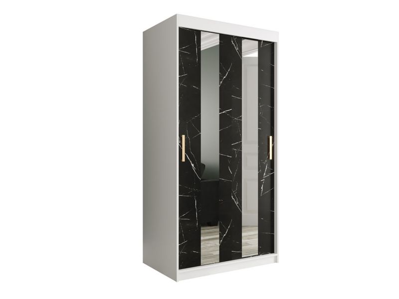 Szafa MIRJAN 24 Marmur Pole 100 biały mat / czarny marmur 1 szt.
