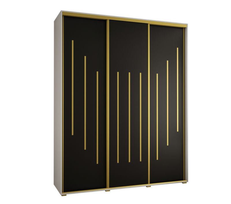 Szafa przesuwna Abiks DAVOS 8 wysoka szer.190cm gł.60cm biały/czarny/złoty 1szt.